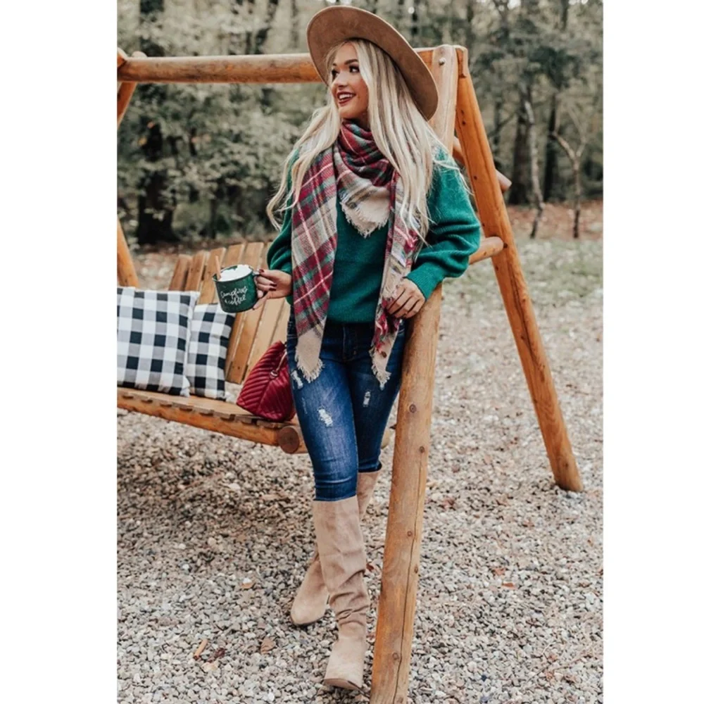 Vici Ava Plaid Blanket Wrap Shawl Scarf